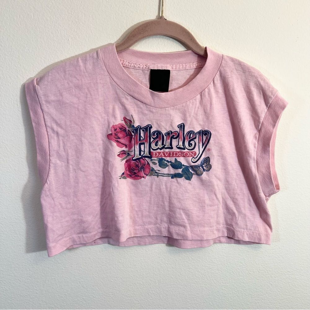 Harley Davidson 3D Emblem‎ Women’s Pink Crop Top Large